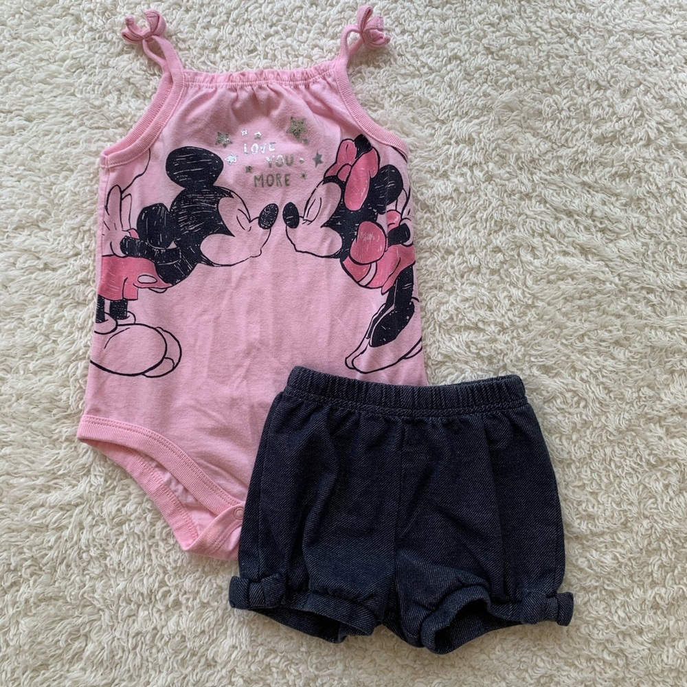 5/$15 Girls 2 Pc Set Mickey Minnie Love You More